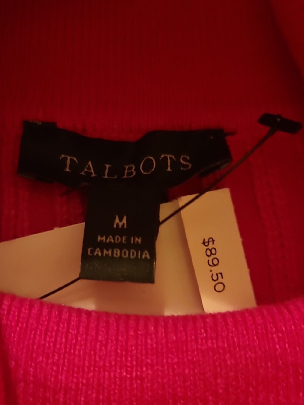 NWT Talbots Womens Size M Bright Fuchsia Ribbed Turtleneck Sweater - Picture 3 of 7